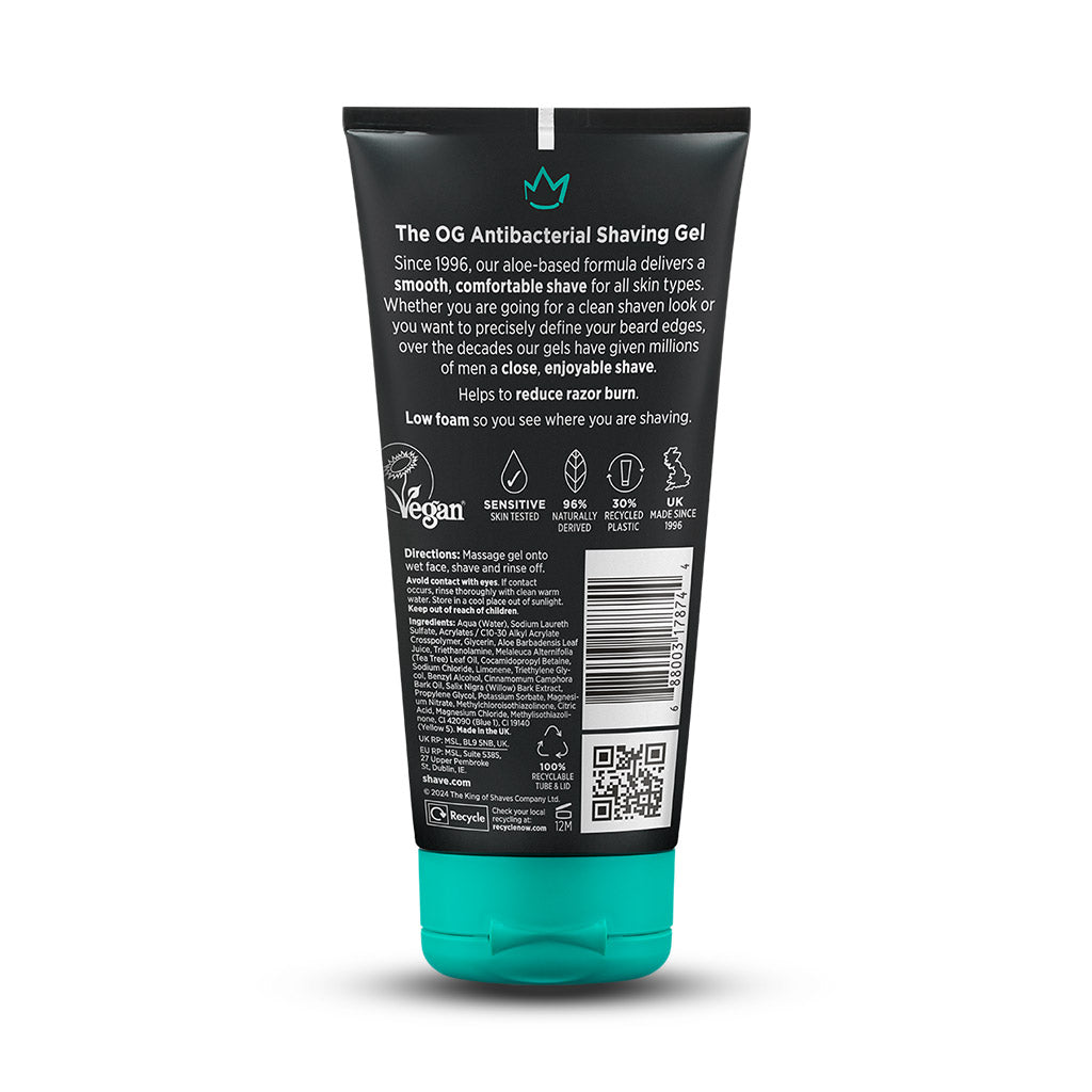 King of Shaves Antibacterial Shave Gel Rear of Tube