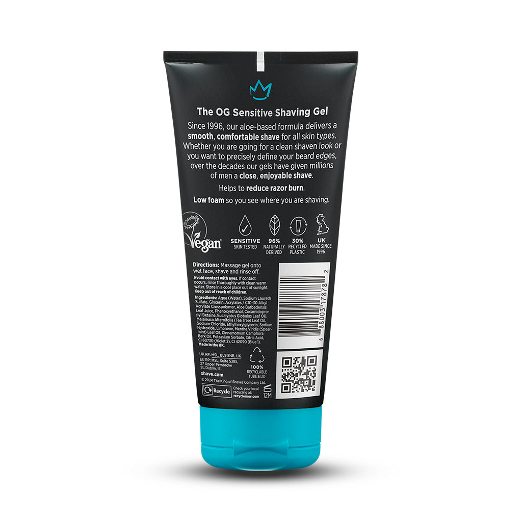 King of Shaves Sensitive Shave Gel pack rear