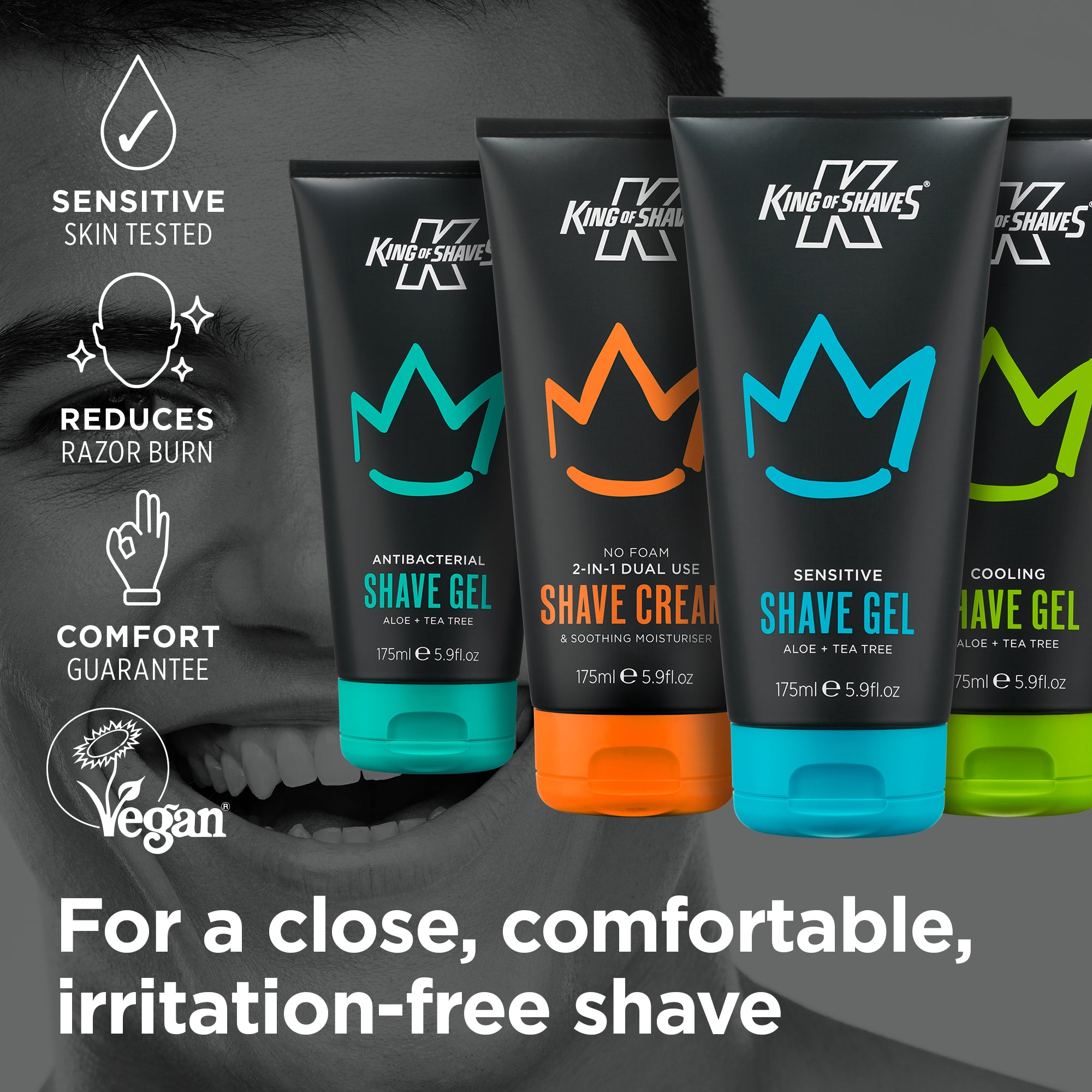 For  close comfortable irritation-free shave