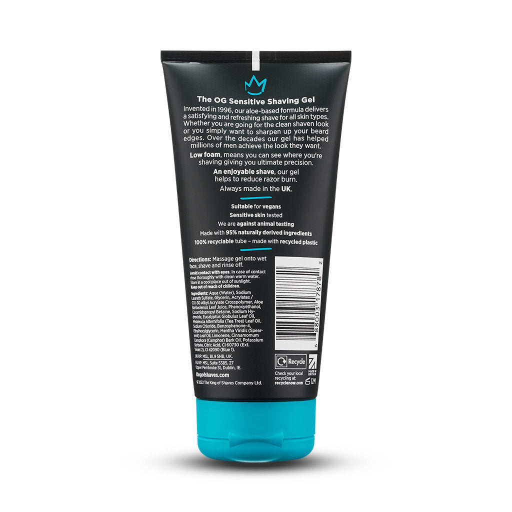 King of Shaves Sensitive Shave Gel pack rear