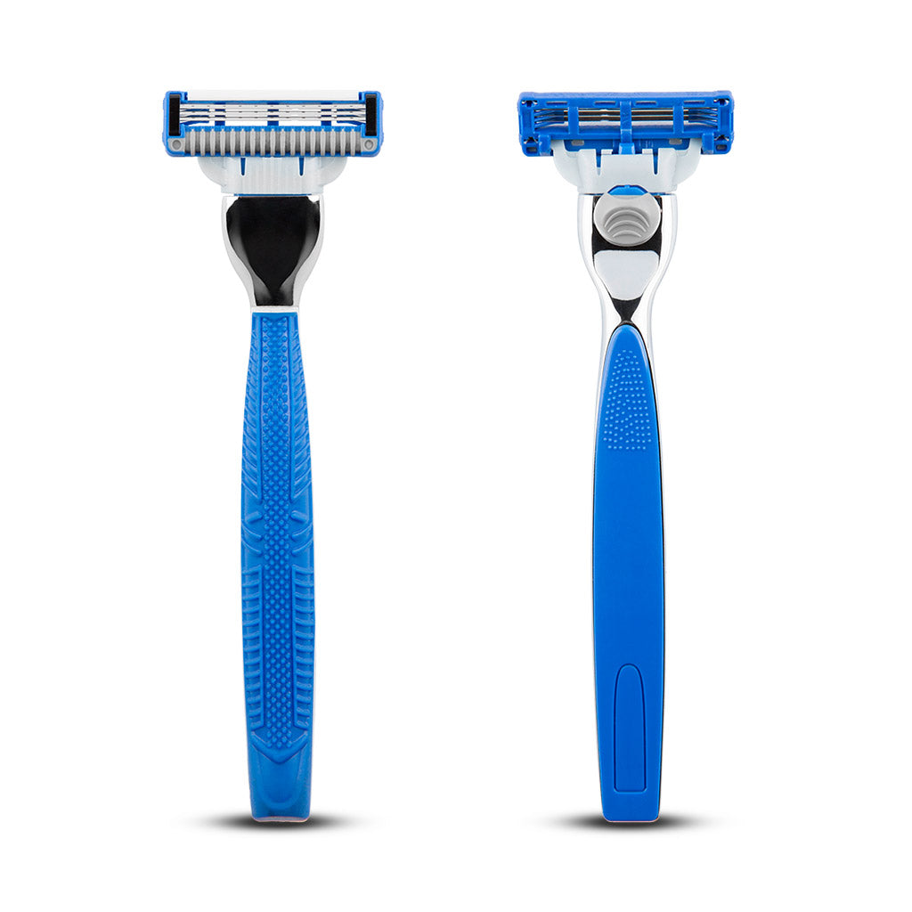 King of Shaves K3 Three Blade Razor and 8 Cartridges front and rear